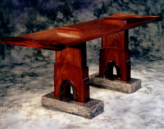 Mahogany side table with granite feet